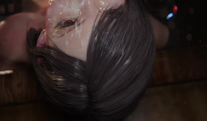 Lover cum on face Tifa Lockhart after hard blowjob