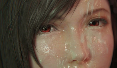 Lover cum on face Tifa Lockhart after hard blowjob