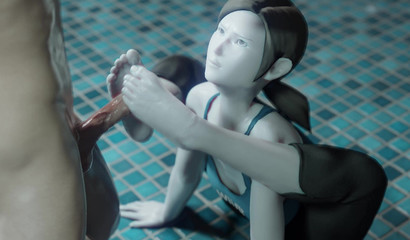 Gymnast footjob guy's cock and gets cum on face