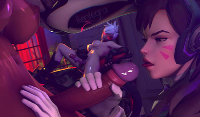 D.Va make sensual slowly blowjob her girlfriend futa Pharah