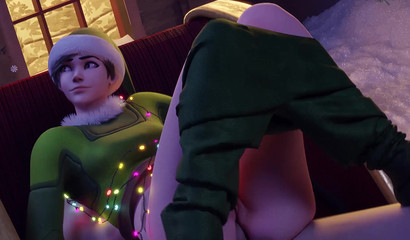 Tracer enjoys hard anal sex in Santa's sleigh