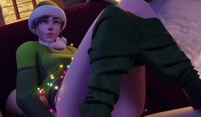 Tracer enjoys hard anal sex in Santa's sleigh