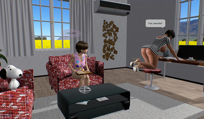 Teen stepdaughter with cock futanari mouth fucking busty beautiful stepmom