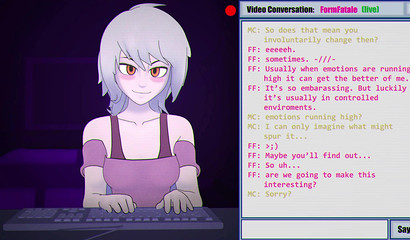 Faye shapeshifter with big boobs masturbate her futanari dick on webcam