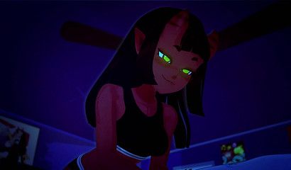 Sexy Meru the Succubus fucks in the bedroom with a classmate at night