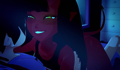 Sexy Meru the Succubus fucks in the bedroom with a classmate at night