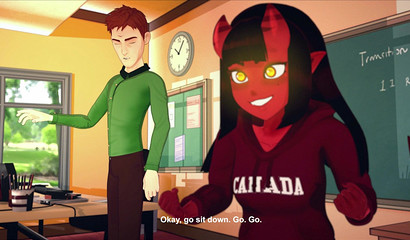 Meru the Succubus fucks with three classmates at school