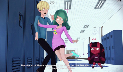 Meru the Succubus fucks with three classmates at school