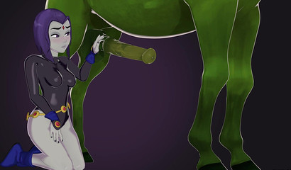 Beast Boy turned into a horse and fucked a young beauty Raven