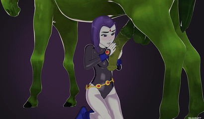Beast Boy turned into a horse and fucked a young beauty Raven