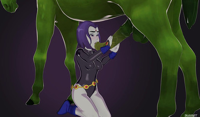 Beast Boy turned into a horse and fucked a young beauty Raven
