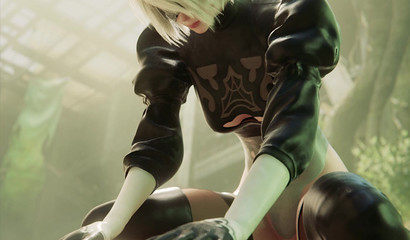 Futa YoRHa2b他妈的与顺从的同性恋在混蛋