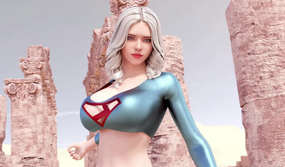Power Girl with futanari cock fuck Wonder Woman on the ruins of an ancient empire