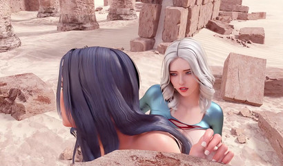 Power Girl with futanari cock fuck Wonder Woman on the ruins of an ancient empire