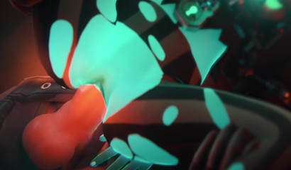 Assustador monstro Ceifador caralho duro Tracer em sua buceta molhada