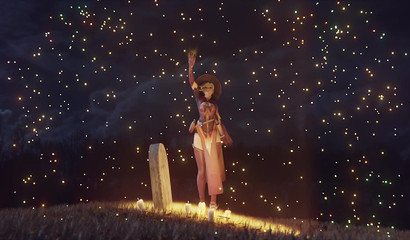 Pumpkinhead monster fuck on cemetery witch Mercy in Halloween