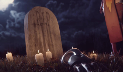 Pumpkinhead monster fuck on cemetery witch Mercy in Halloween