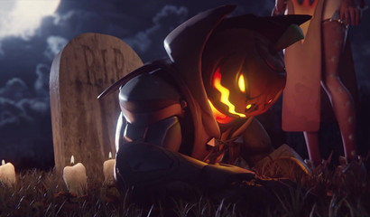 Pumpkinhead monster fuck on cemetery witch Mercy in Halloween