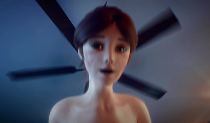 Nude D.Va rides on the cock her lover in Christmas