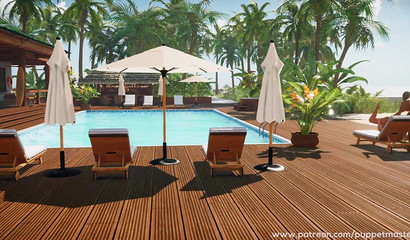 Three beautiful girl with futa-dicks fucks on the beach