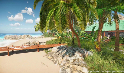 Three beautiful girl with futa-dicks fucks on the beach