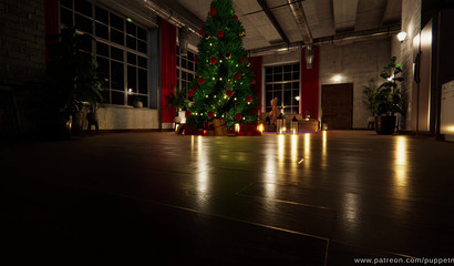 Two futas and ordinary girl fuck under the New Year tree on the floor