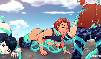 Alien monsters with tentacles dominate earth girls