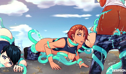 Alien monsters with tentacles dominate earth girls