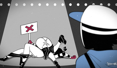 Mime girls enjoy threesome with a stranger