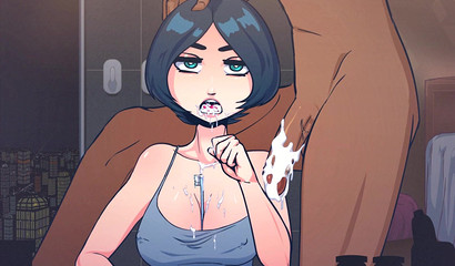 The lucky guy stopped the time and put his dick in the neighbor's mouth