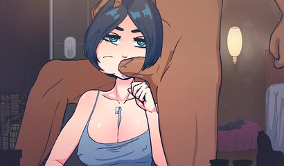 The lucky guy stopped the time and put his dick in the neighbor's mouth