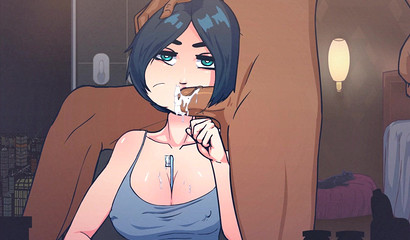 The lucky guy stopped the time and put his dick in the neighbor's mouth