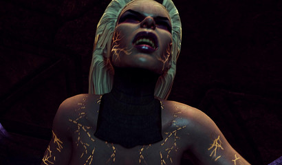 La aterradora perra tetona Sindel tiene sexo en pose de vaquera con su oponente