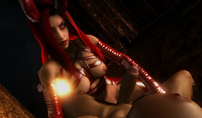 Red demon with futa-dick fuck amazing angel with big boobs