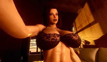 Horny futa Belinda in lingerie rides on dick her girlfriend