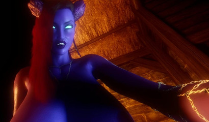 Futa Draenei with large horse dick masturbate and cum