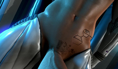 Busty robot with futanari cock hard fuck in mouth her creator