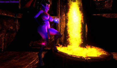 Curvy demon Succubus with futanari cock waiting her lover