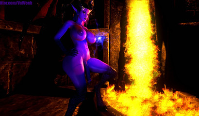 Curvy demon Succubus with futanari cock waiting her lover