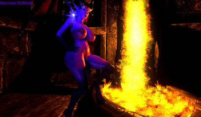 Curvy demon Succubus with futanari cock waiting her lover