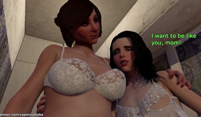 Long-haired guy fucks mom with futanari cock in the ass on his birthday