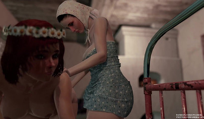 Country mom ass fucks naughty daughter with cock