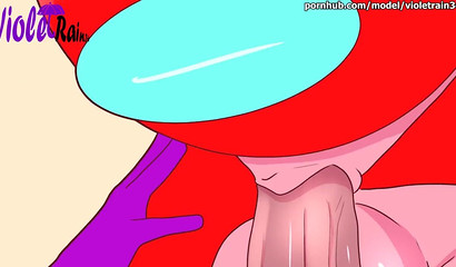 Blue from Among Us fucks busty Red doggystyle hard in XXX cartoon