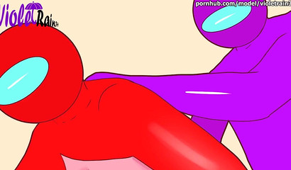 Blue from Among Us fucks busty Red doggystyle hard in XXX cartoon