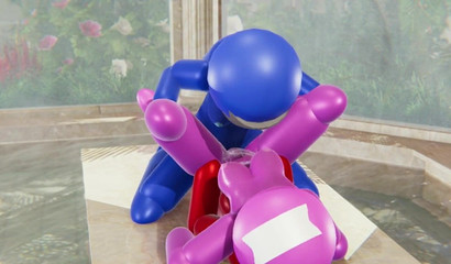 Red and Blue Impostors from Game Among Us Roughly Fuck Pink