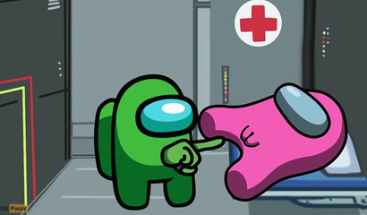 Horny Green traitor from Among us fucks Pink in her pussy