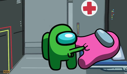 Horny Green traitor from Among us fucks Pink in her pussy