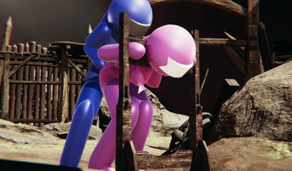 Blue Character Among Us Fucks Pink Slut in Various Poses