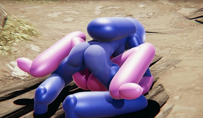 Blue Character Among Us Fucks Pink Slut in Various Poses
