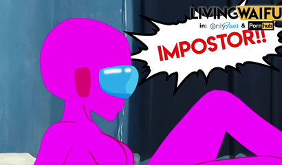 Imposter doggystyled Blue Beauty from Among Us in anime porn